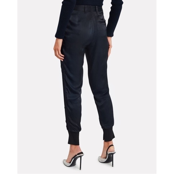 3.1 Phillip Lim High Rise Satin Jogger Pant Navy Blue Side Panel Tailored Size 2 - Picture 2 of 16